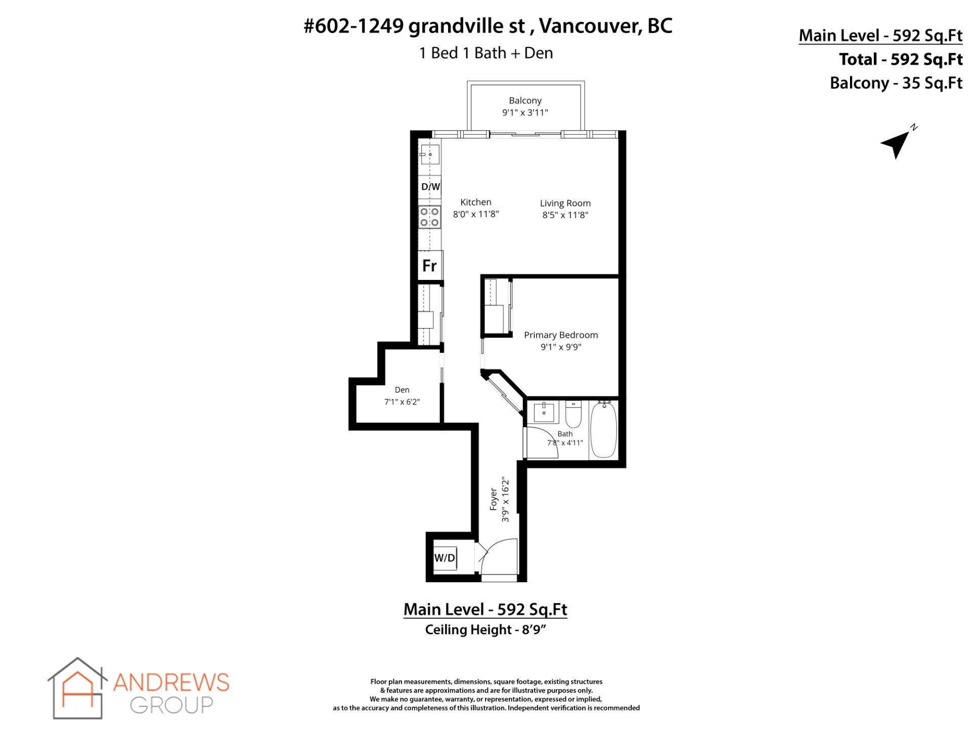 Floor plan for 602 1249 Granville Street